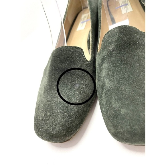 Max Mara Loafers Square Toe Suede Green Flats Women's Size 37 US 6.5 FLAW - Picture 4 of 12